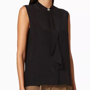 VINCE. Flutter Satin Blouse in Black